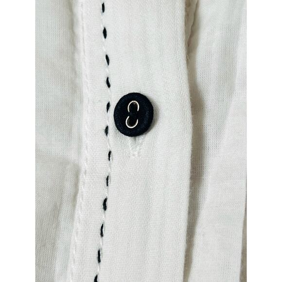 Free People Black Tie Tux Shirt Sz Large Long Sleeves 100 % Cotton Made in India - Picture 9 of 12